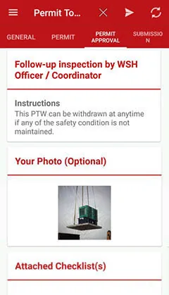 ePTW mobile app screen