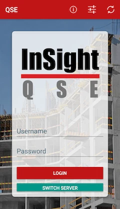 InSight QSE mobile app screen 1